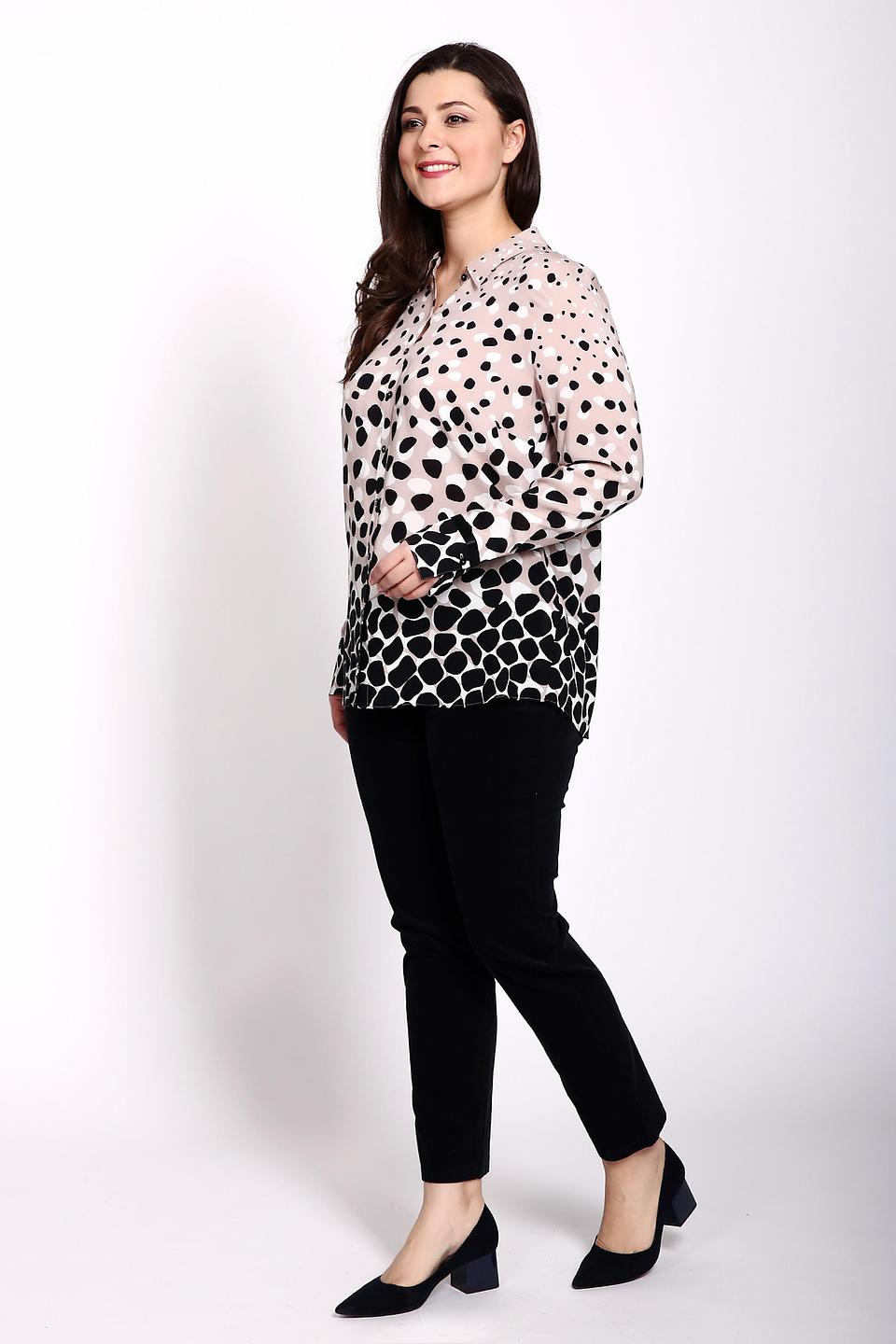 Блуза Gerry Weber бежевая с принтом и черными завязками