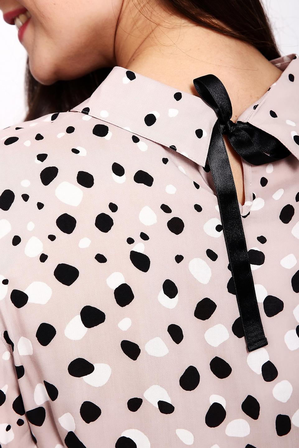 Блуза Gerry Weber бежевая с принтом и черными завязками