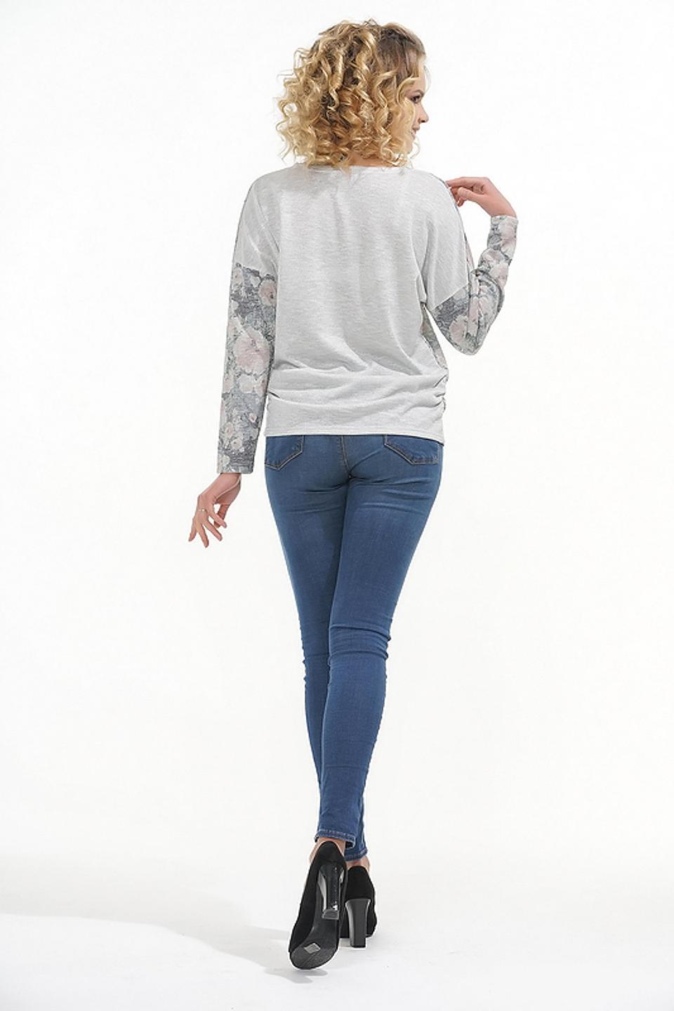 Блуза VAY серая с цветочным принтом и люрексом