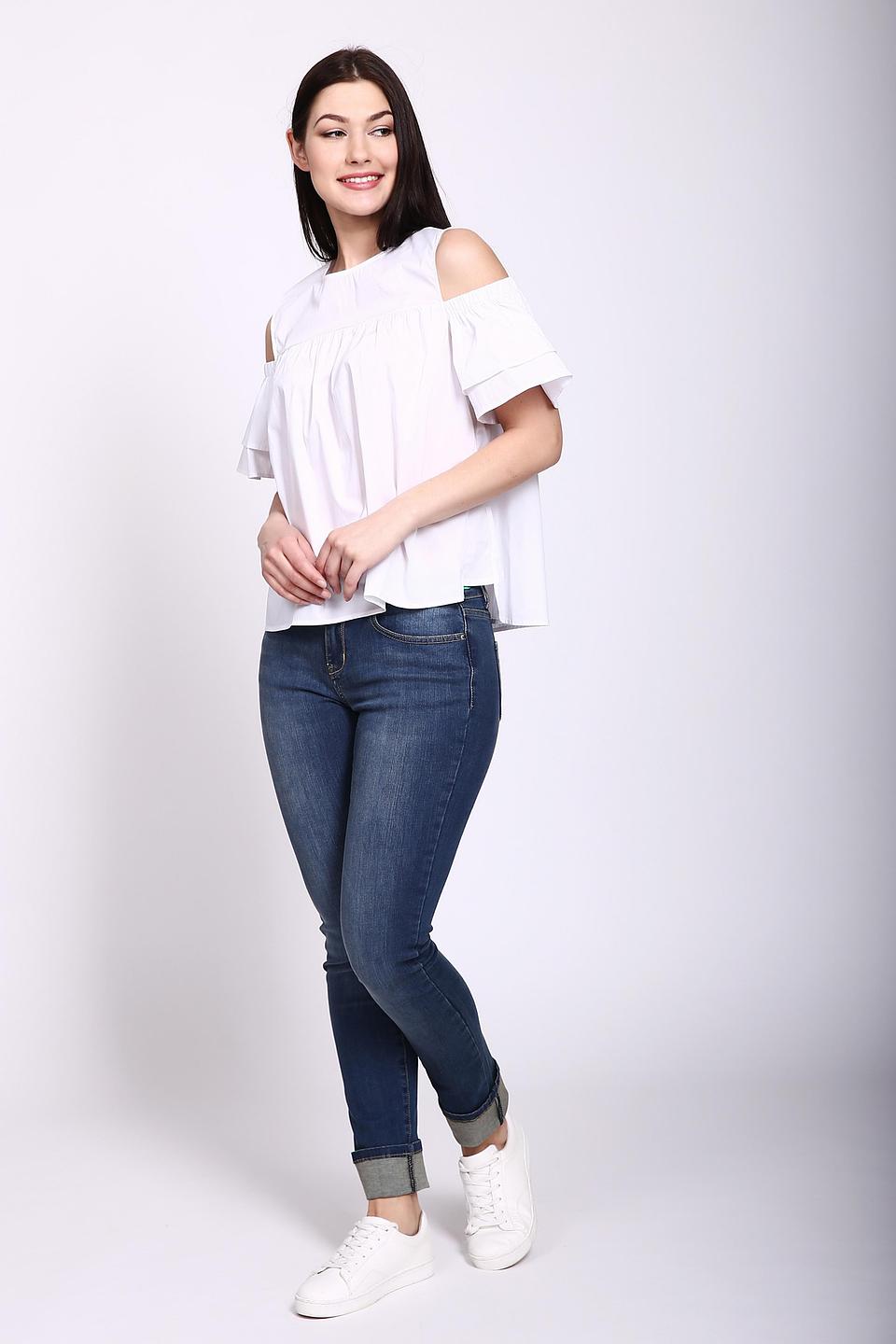 Блуза Oui белая с открытыми плечами и воланами