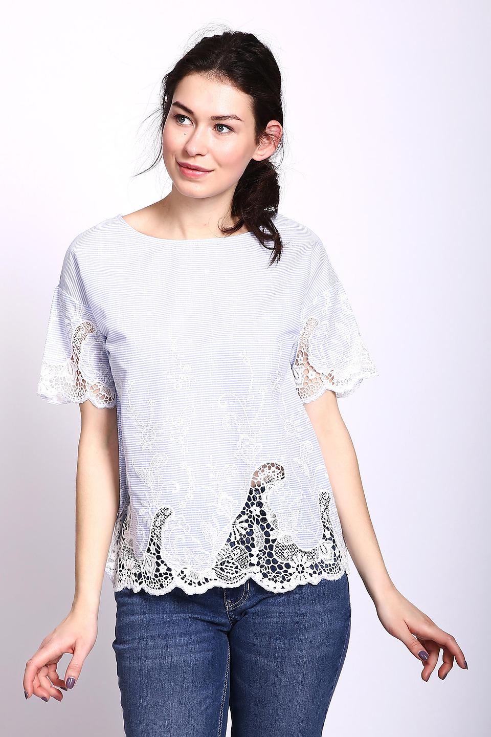 Блуза Oui с кружевом голубая