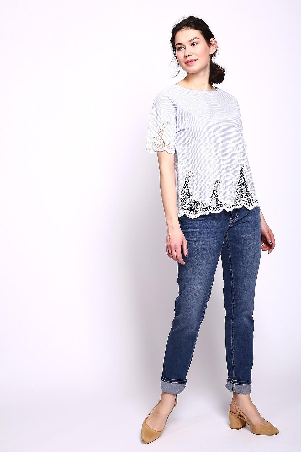 Блуза Oui с кружевом голубая