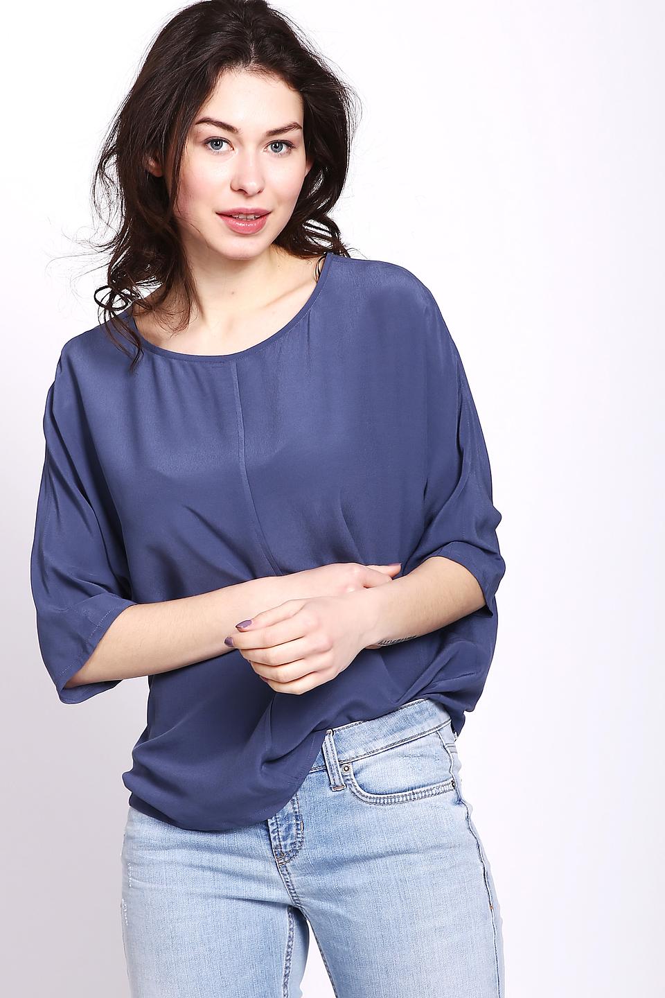 Блуза Oui синяя с рукавами-фонариками