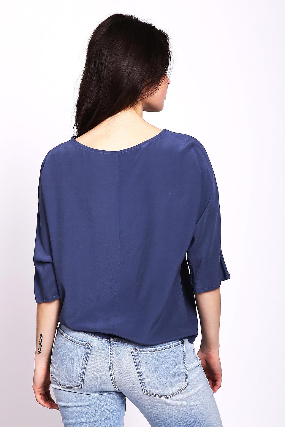 Блуза Oui синяя с рукавами-фонариками