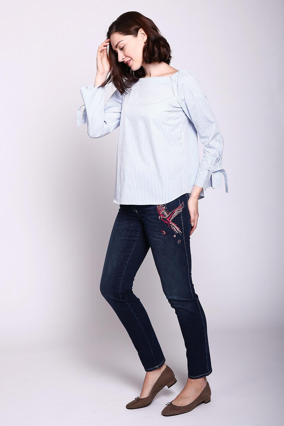 Блуза Monari в полоску с завязками на рукавах
