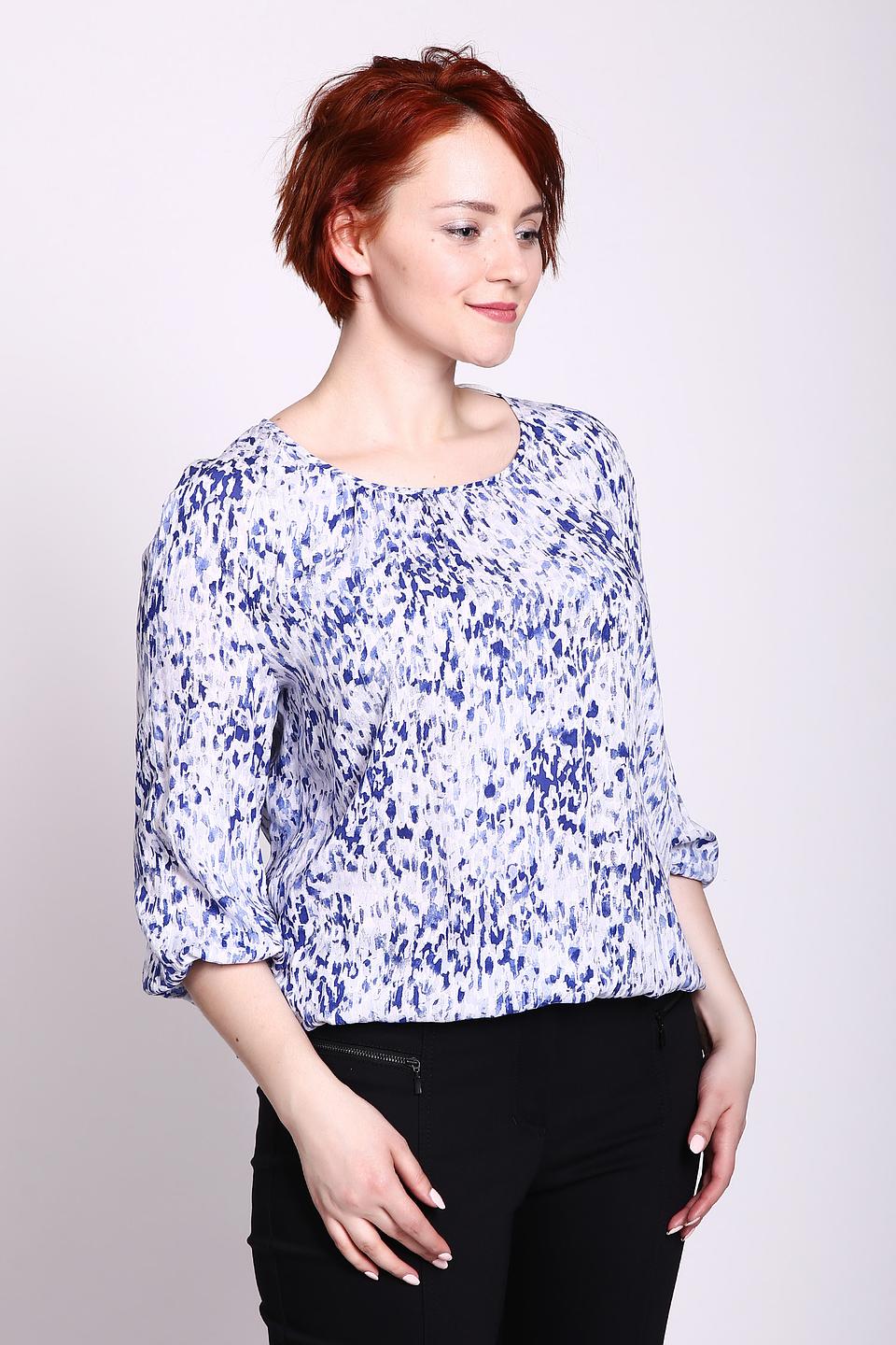 Блуза Lebek, бело-синяя, с абстрактным принтом
