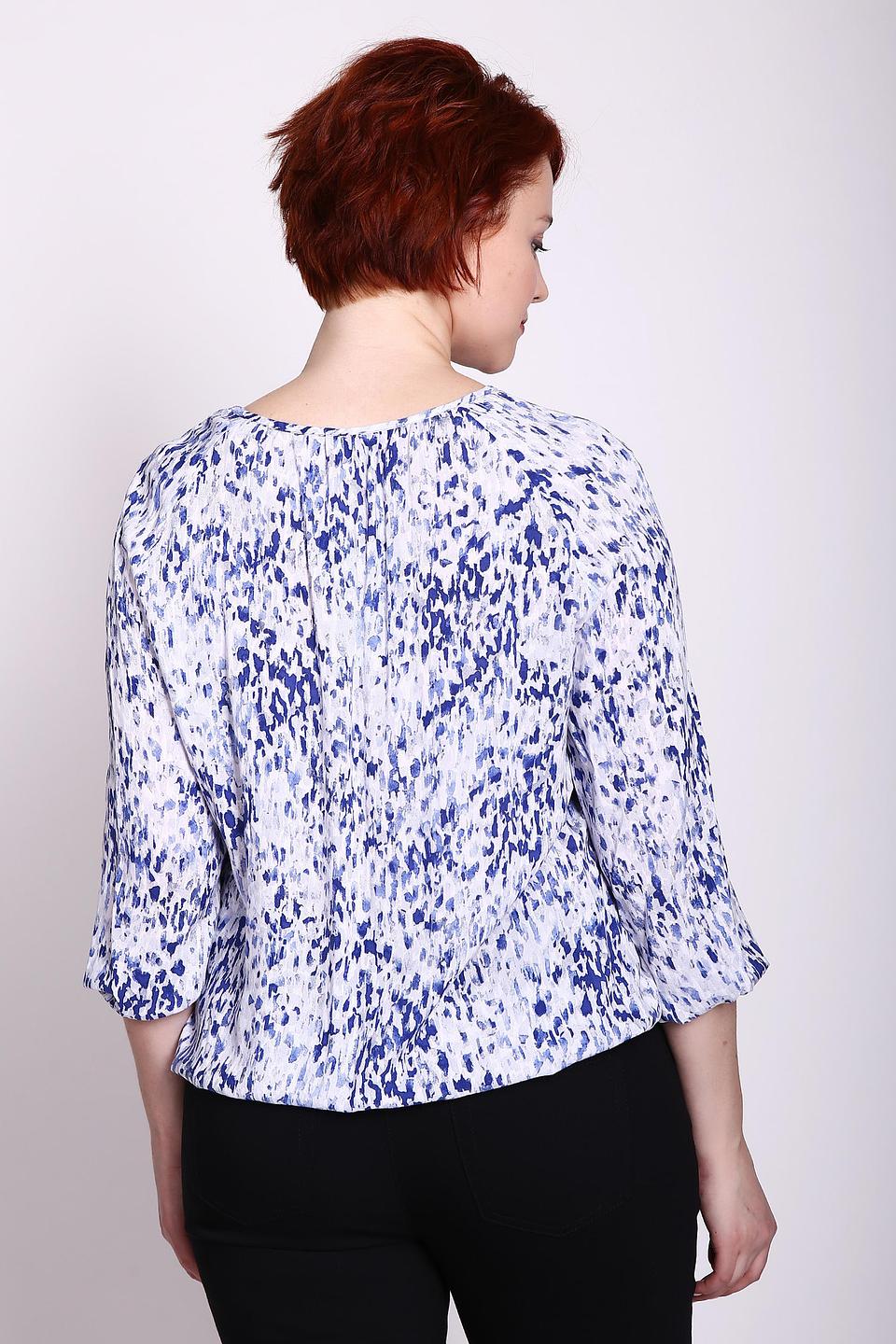 Блуза Lebek, бело-синяя, с абстрактным принтом