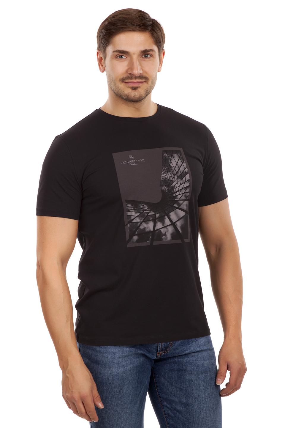 Футболка Corneliani с принтом чёрная