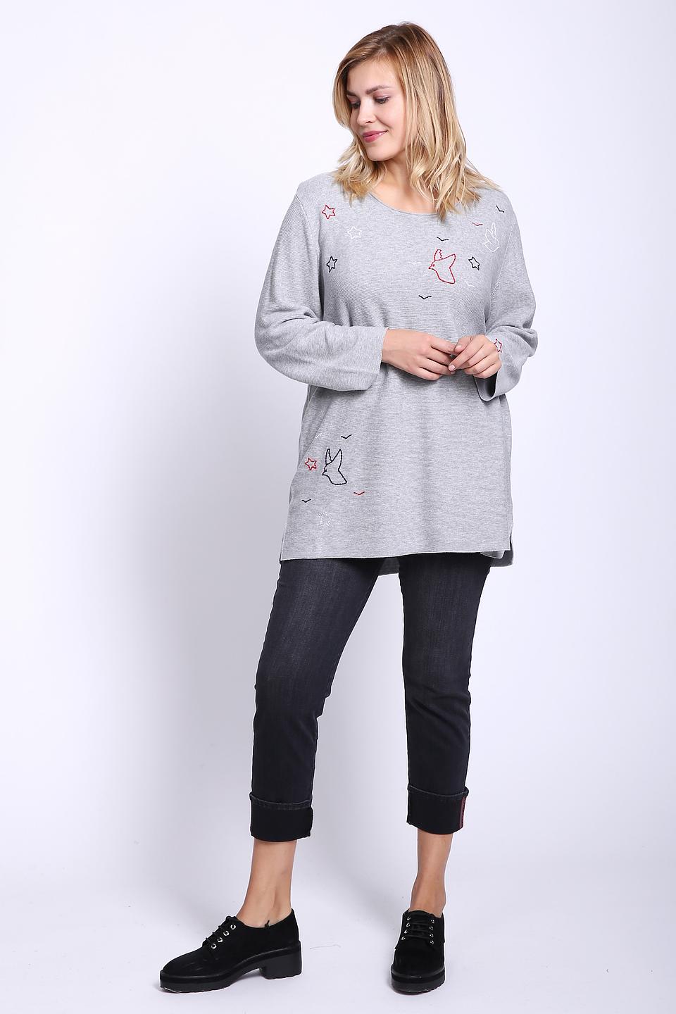 Пуловер Via Appia с вышивкой серый