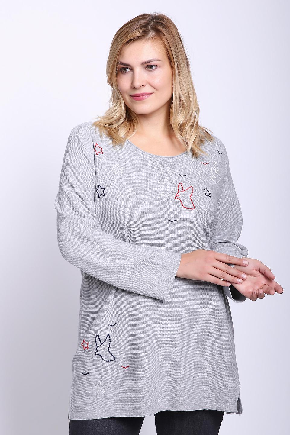 Пуловер Via Appia с вышивкой серый