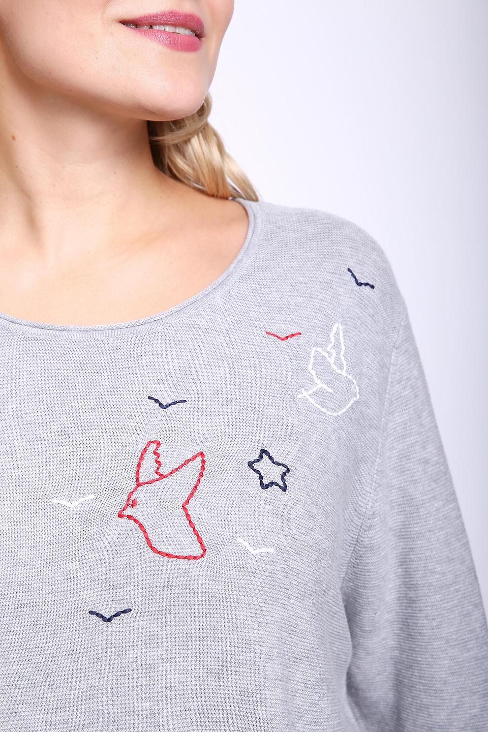 Пуловер Via Appia с вышивкой серый