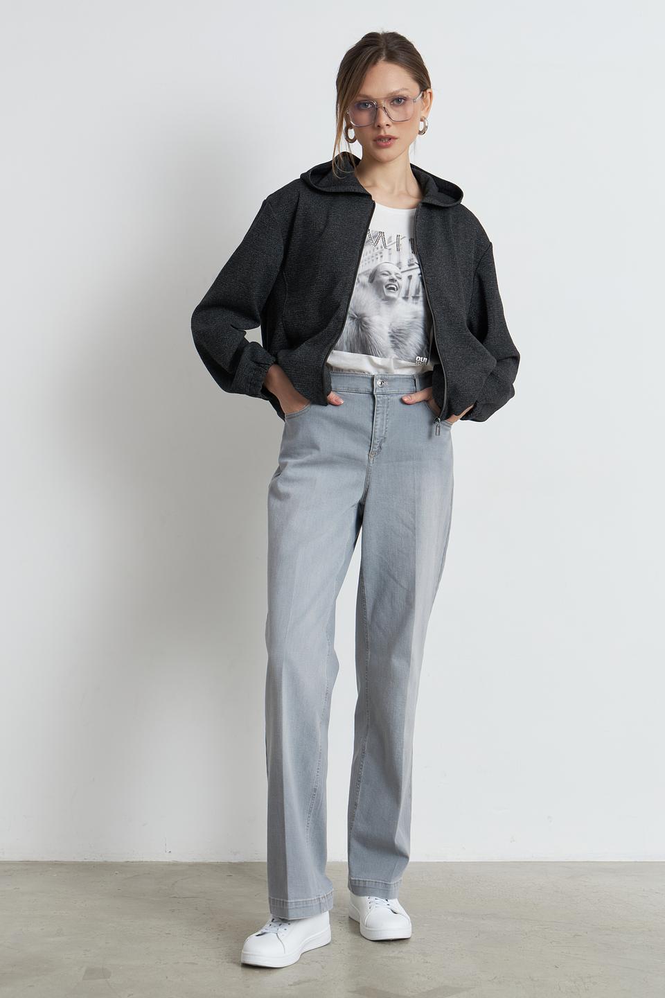 Жакет Betty and Co серый с капюшоном