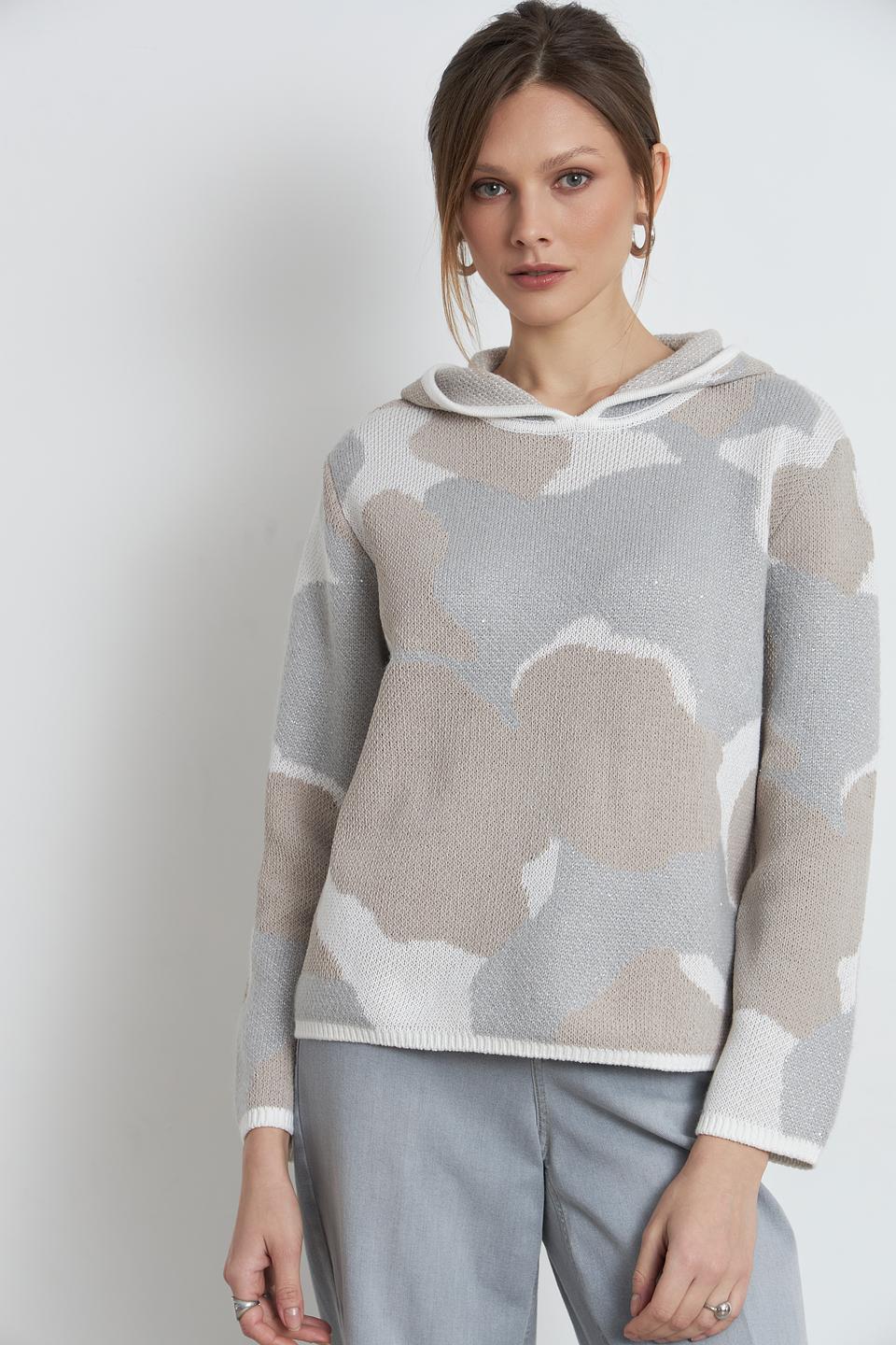 Пуловер Monari с капюшоном бежевый