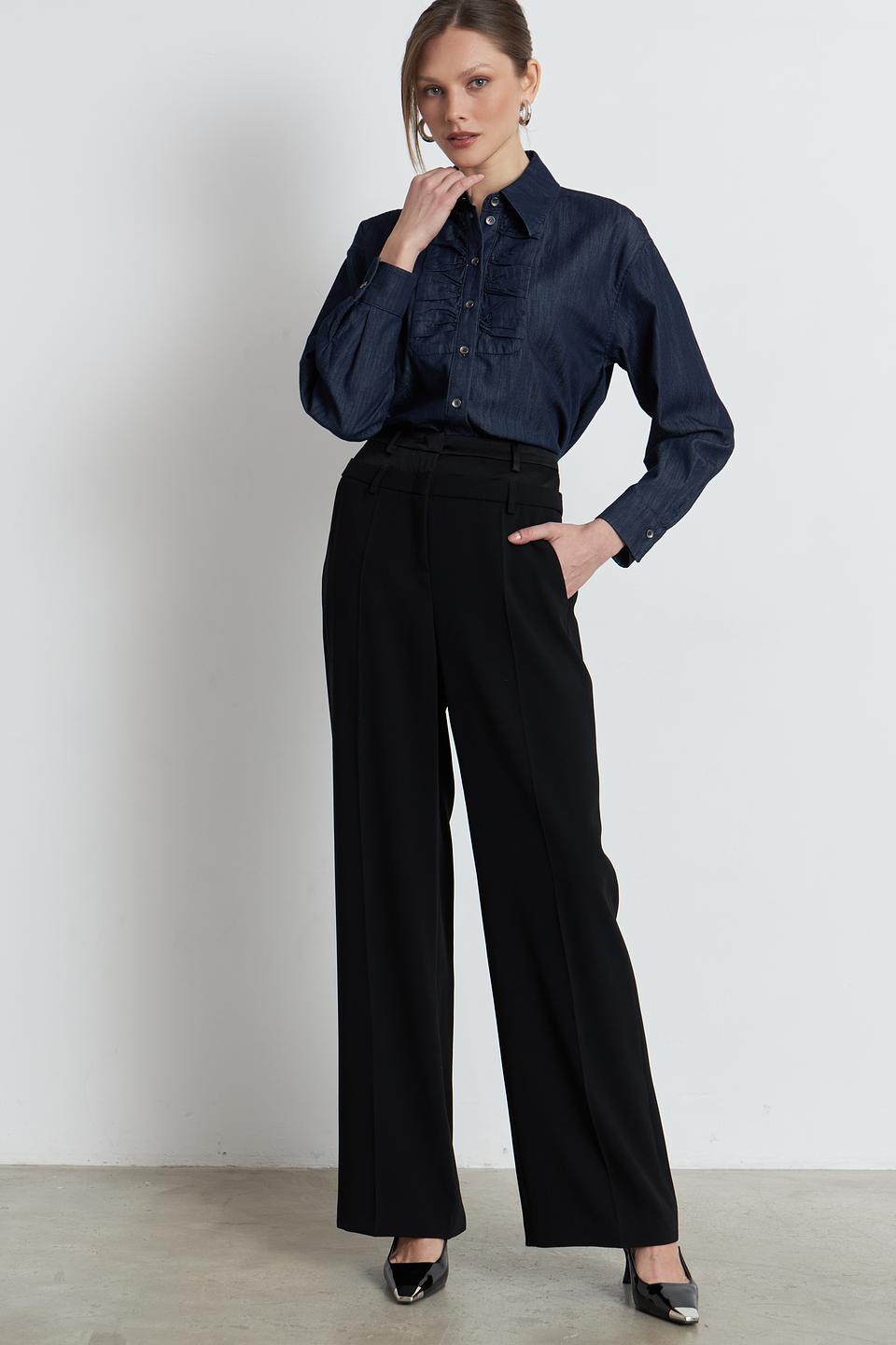 Блуза Luisa Cerano джинсовая с рюшами