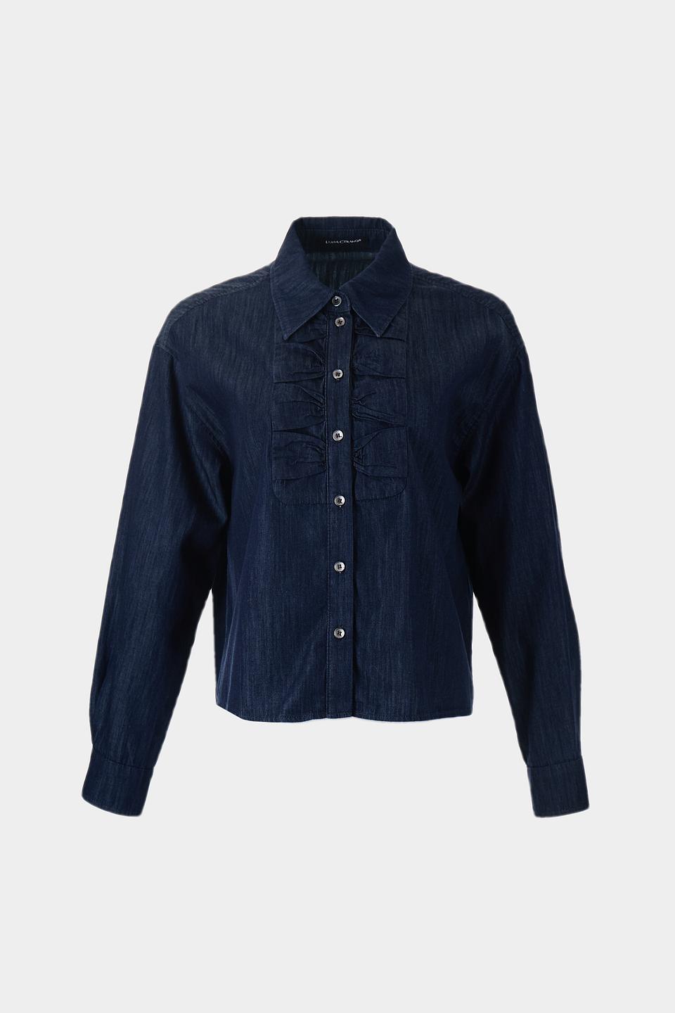 Блуза Luisa Cerano джинсовая с рюшами