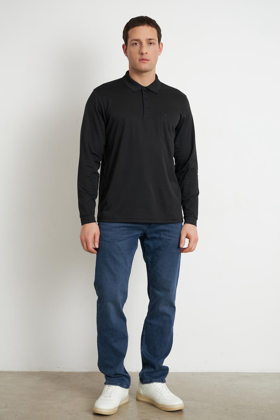 Футболка поло Ragman чёрная с длинным рукавом