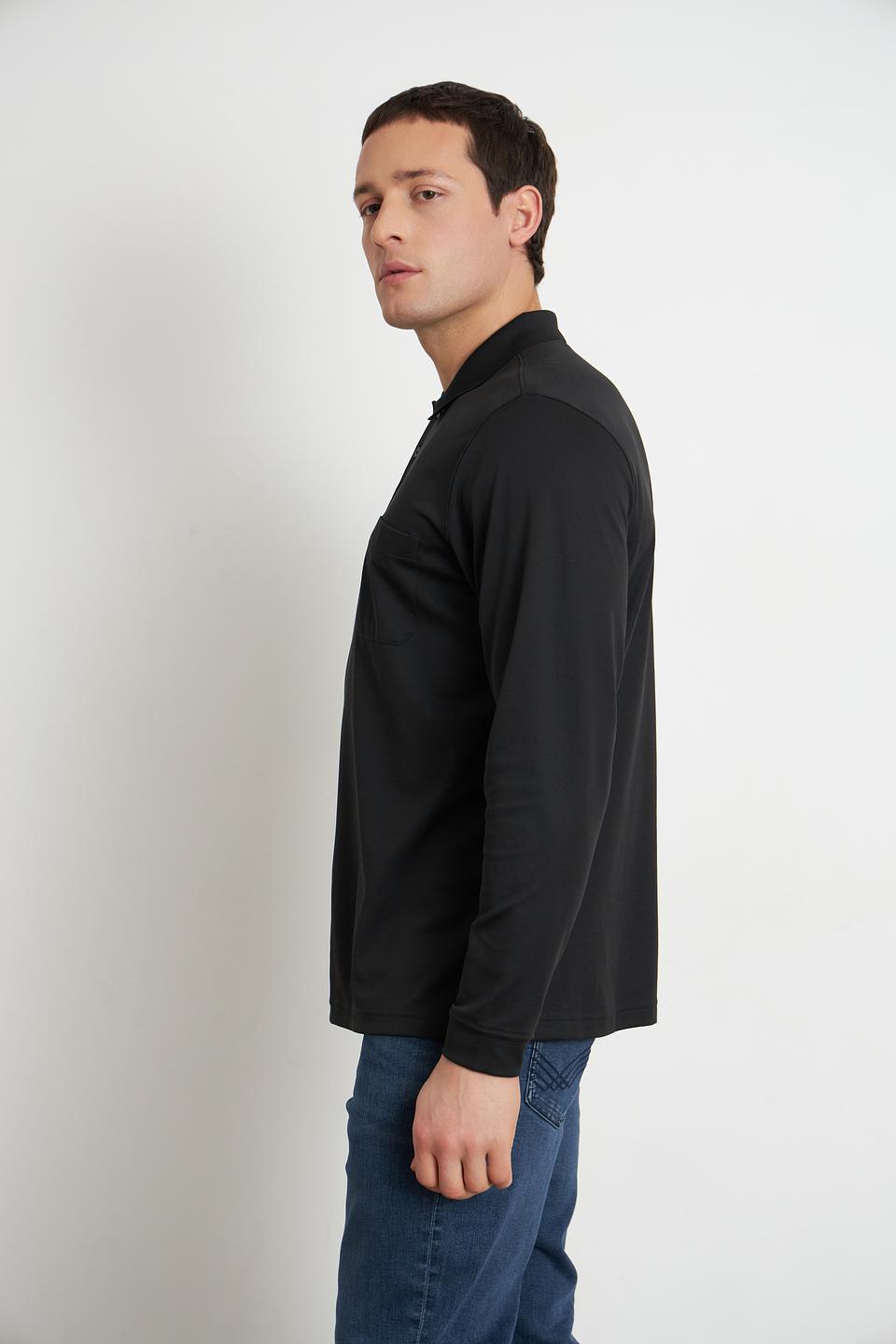 Футболка поло Ragman чёрная с длинным рукавом