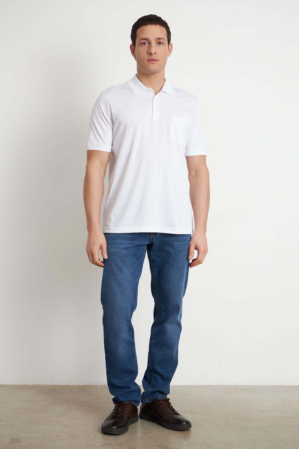 Поло Ragman белый с карманом