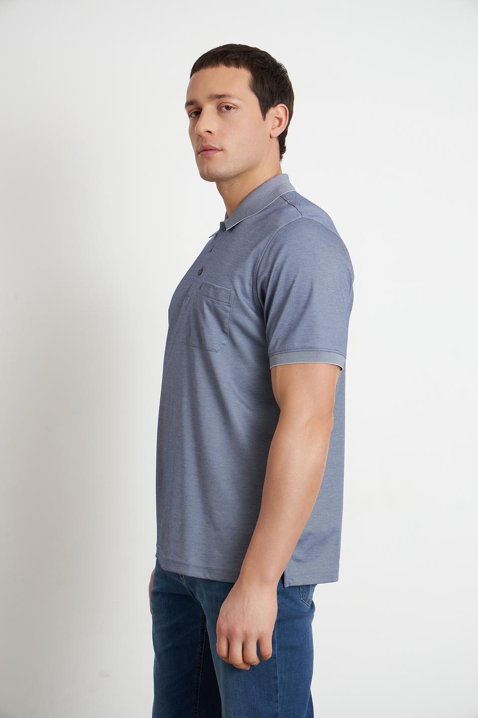 Поло Ragman синее с карманом