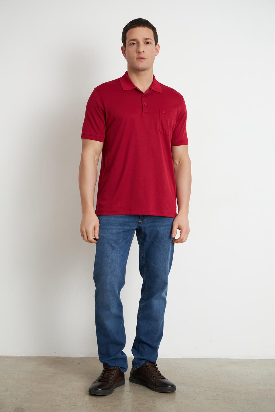 Поло Ragman бордовый с карманом