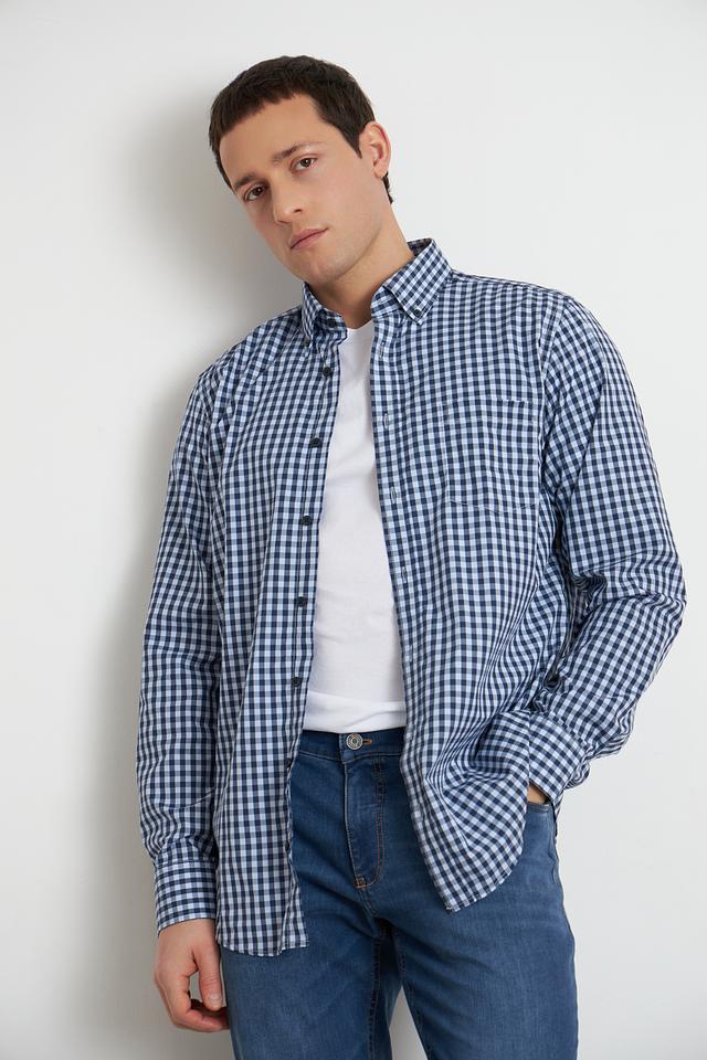 Рубашка Casa Moda в клетку синяя