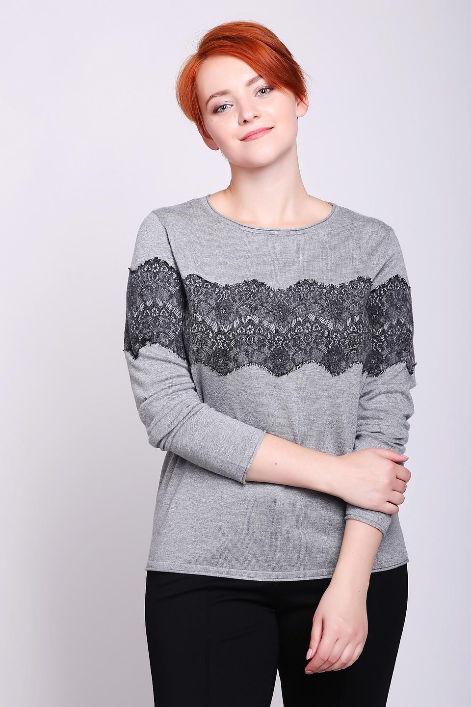 Пуловер Gerry Weber с кружевом серый