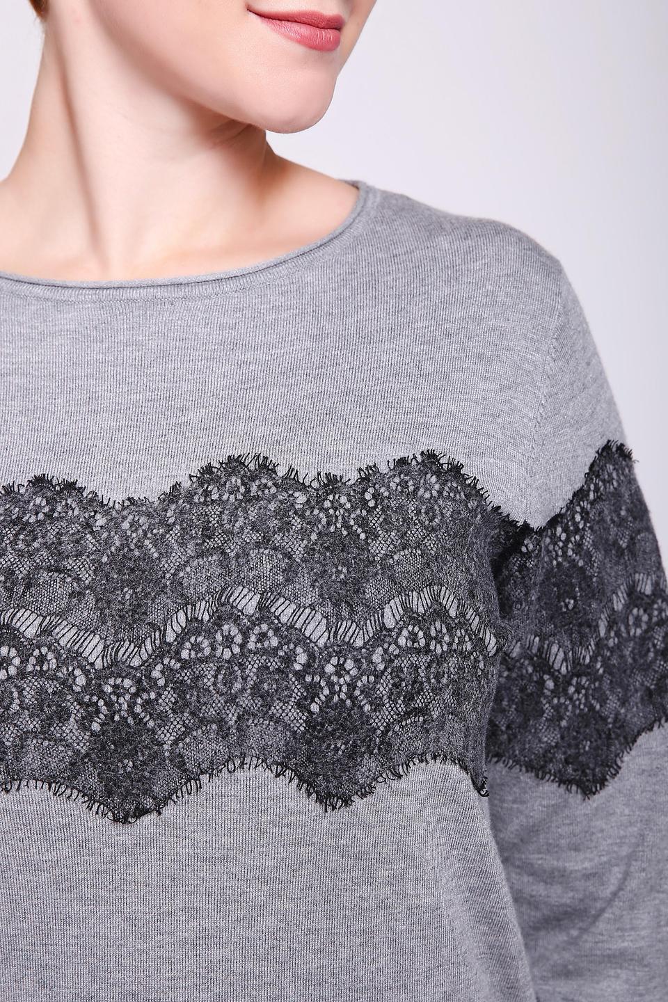 Пуловер Gerry Weber с кружевом серый
