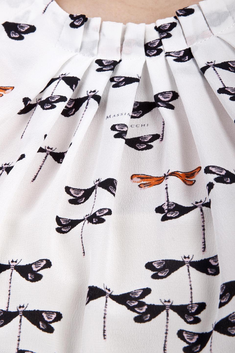 Белая шелковая блуза Massimo Rebecchi с принтом