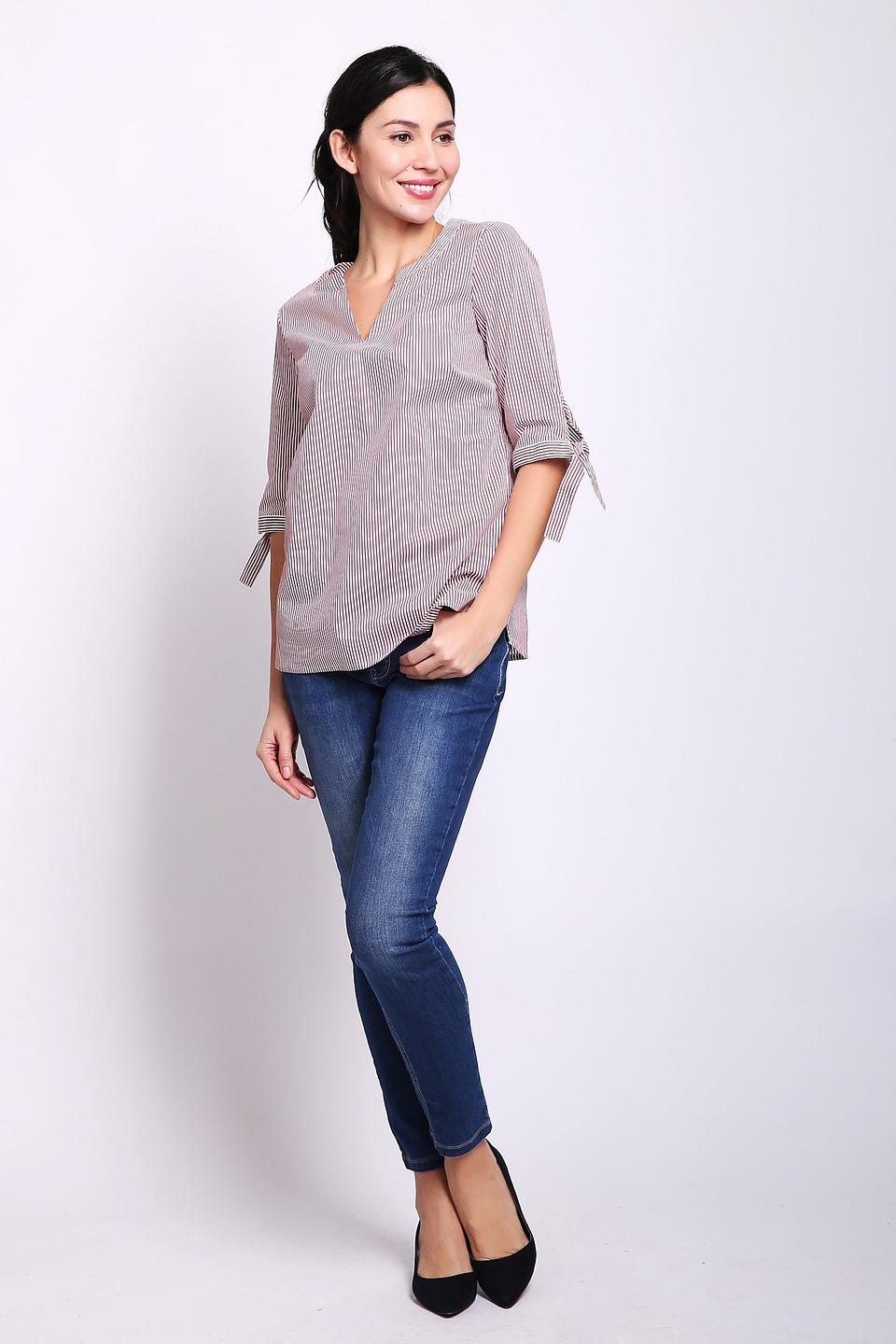 Блуза Comma в полоску с рукавами-бантиками