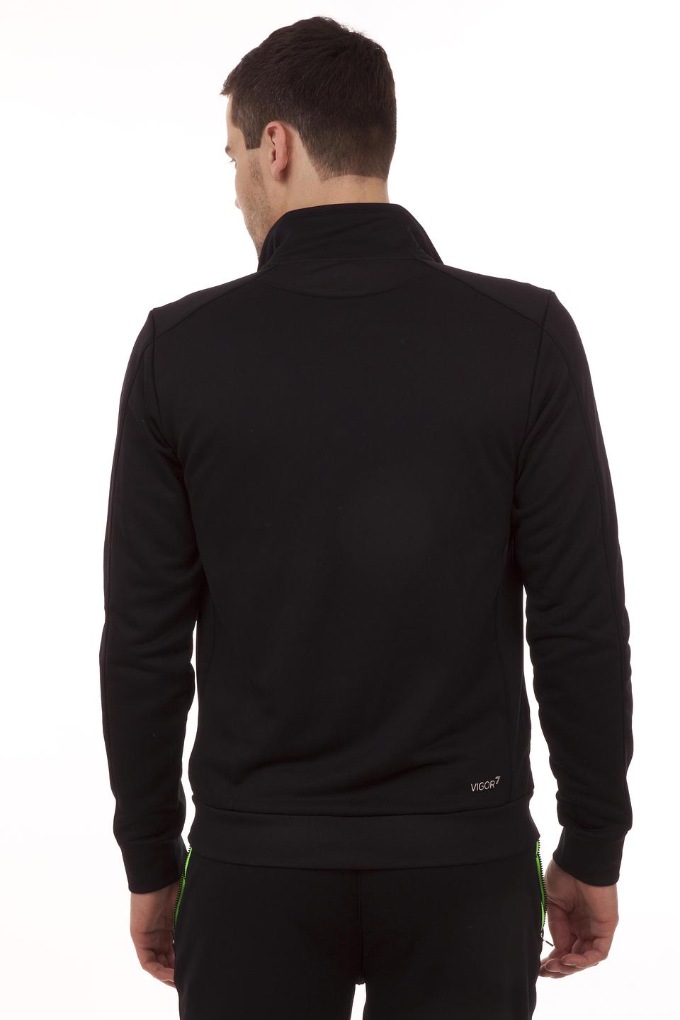 Толстовка EA7 чёрная с зелёной молнией