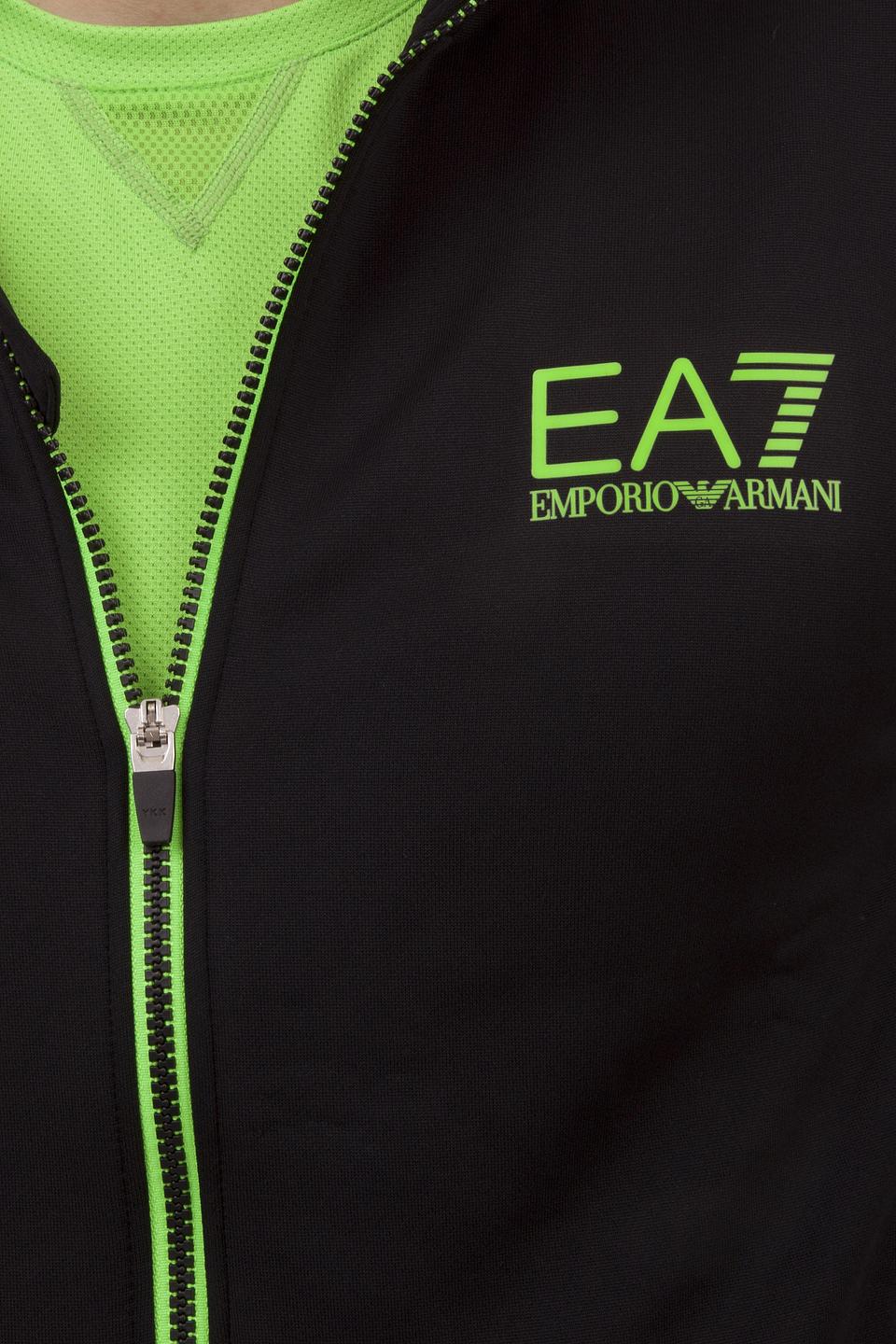 Толстовка EA7 чёрная с зелёной молнией