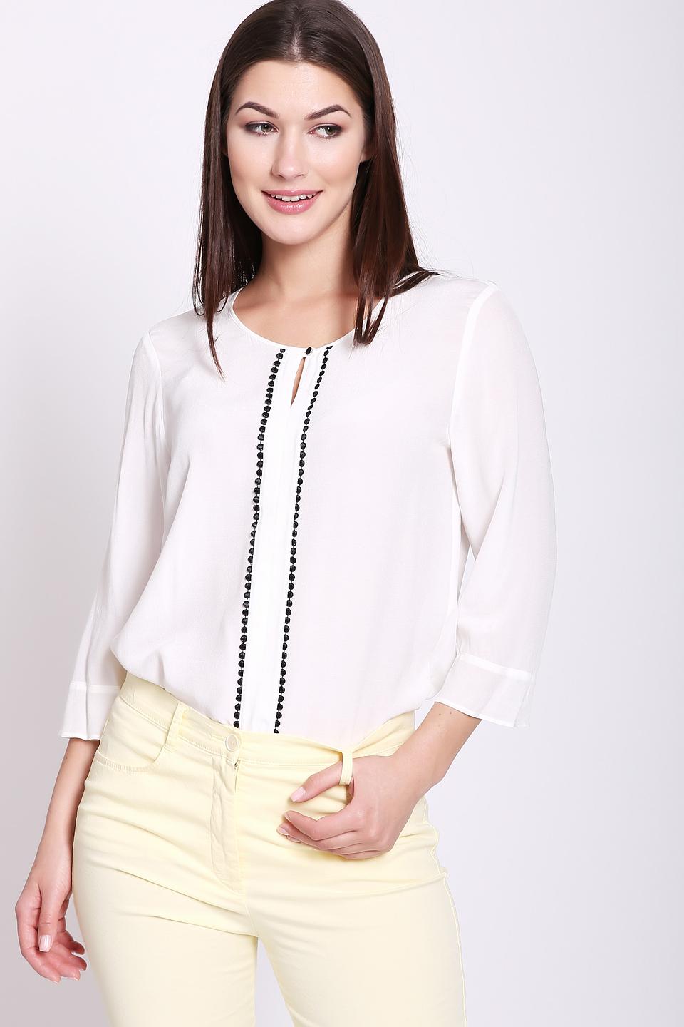 Блуза Gerry Weber белая с декоративными чёрными бусинами
