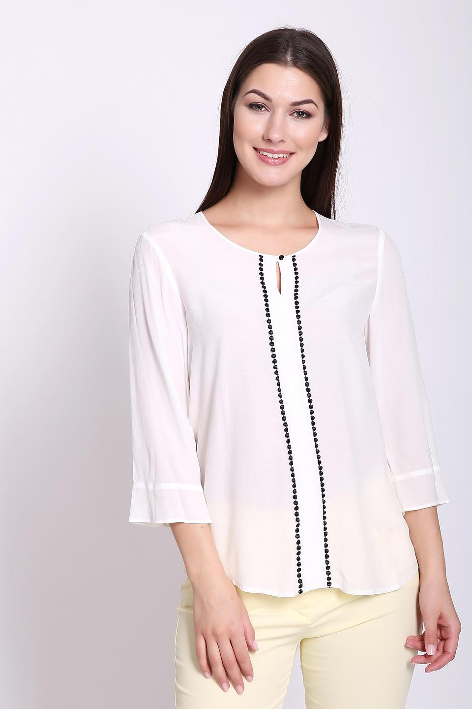 Блуза Gerry Weber белая с декоративными чёрными бусинами
