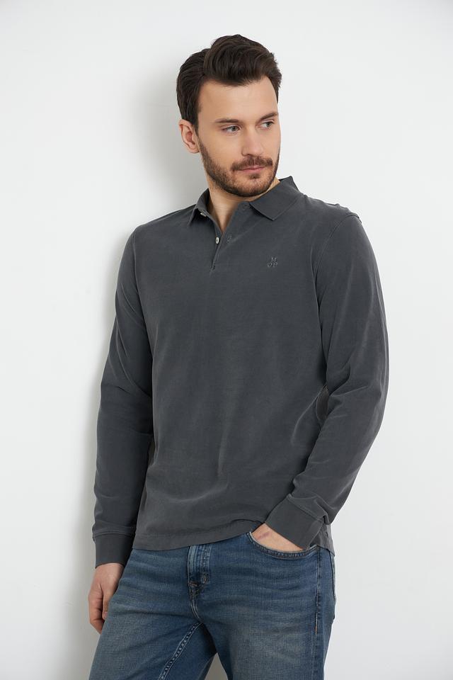 Поло Marc O Polo серый с длинным рукавом