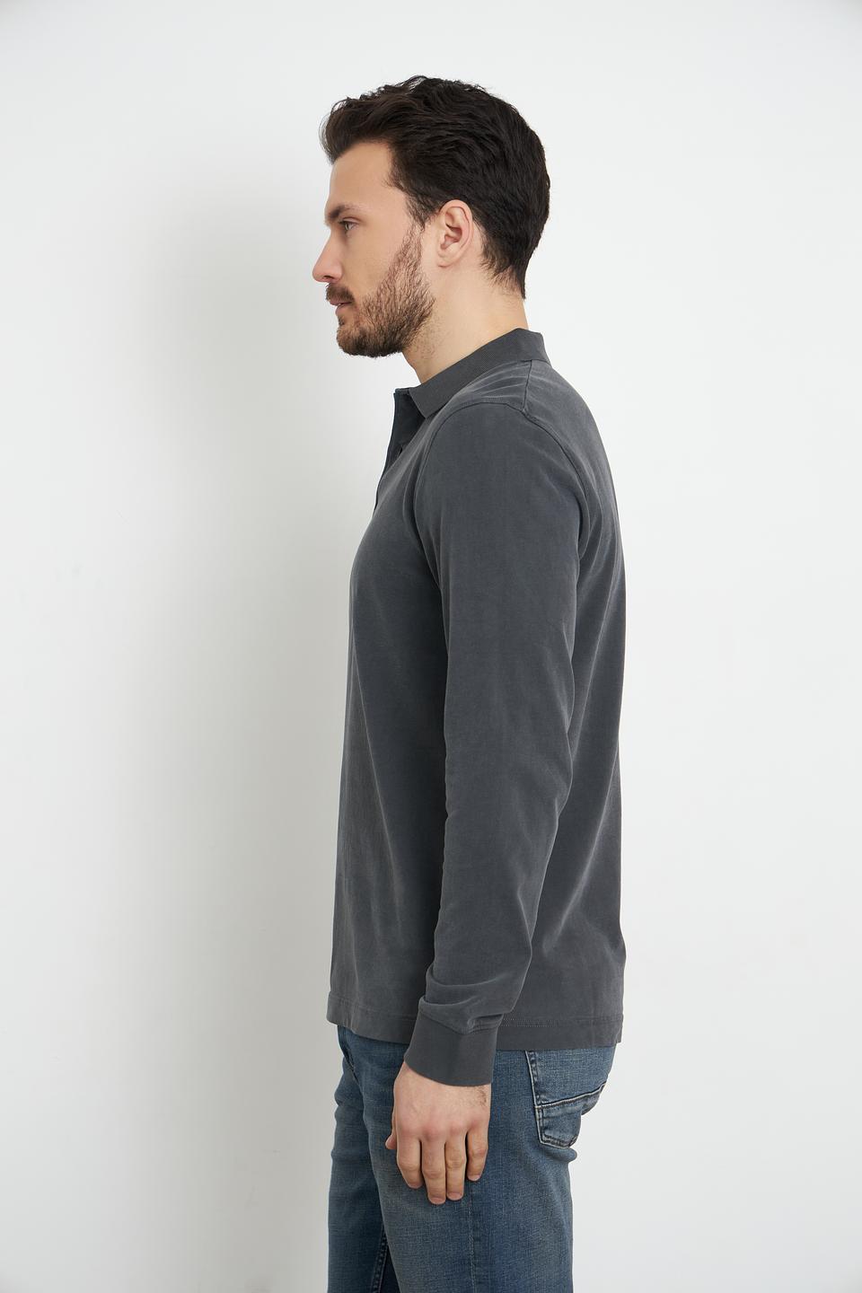 Поло Marc O Polo серый с длинным рукавом