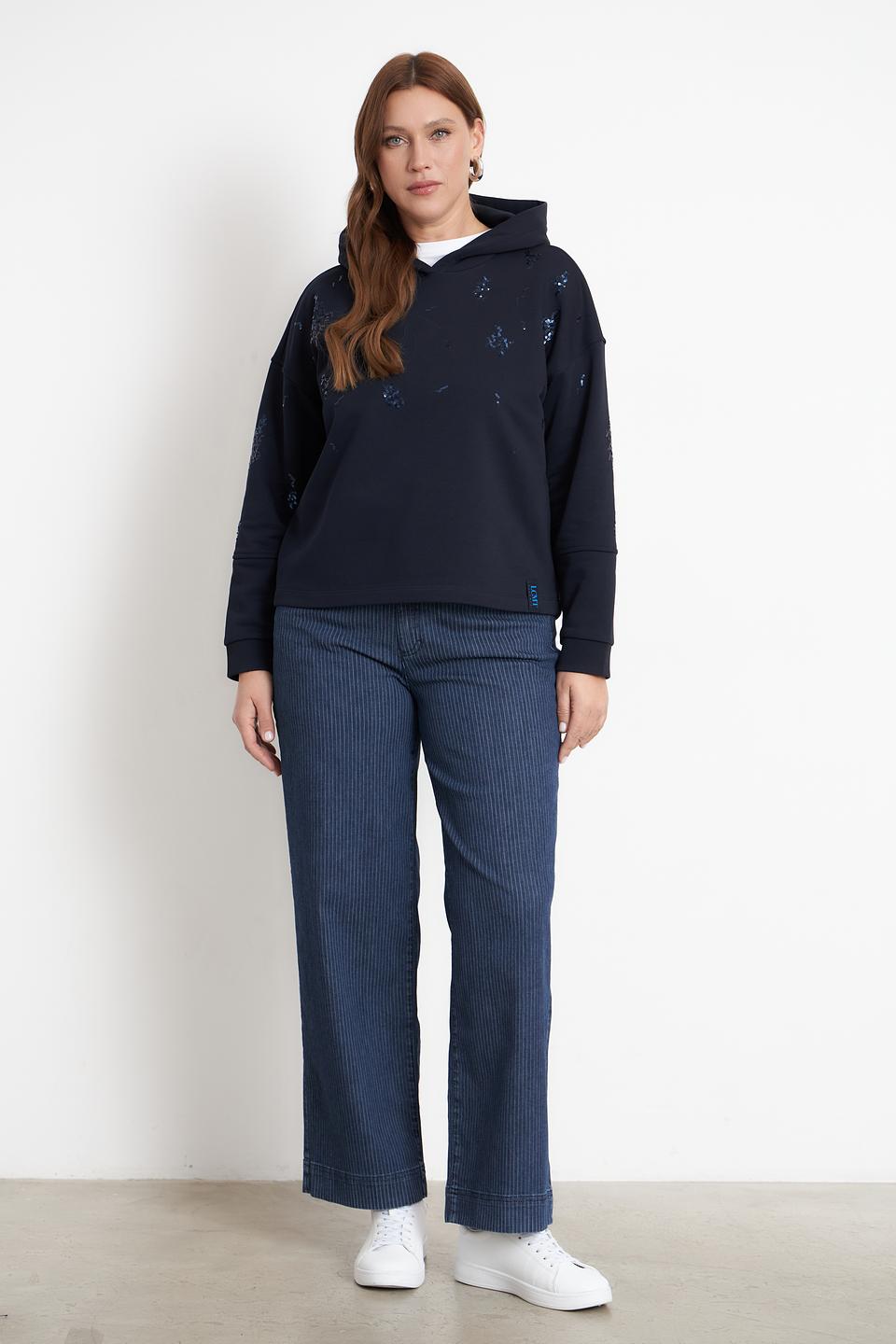 Пуловер Lecomte с пайетками тёмно-синий