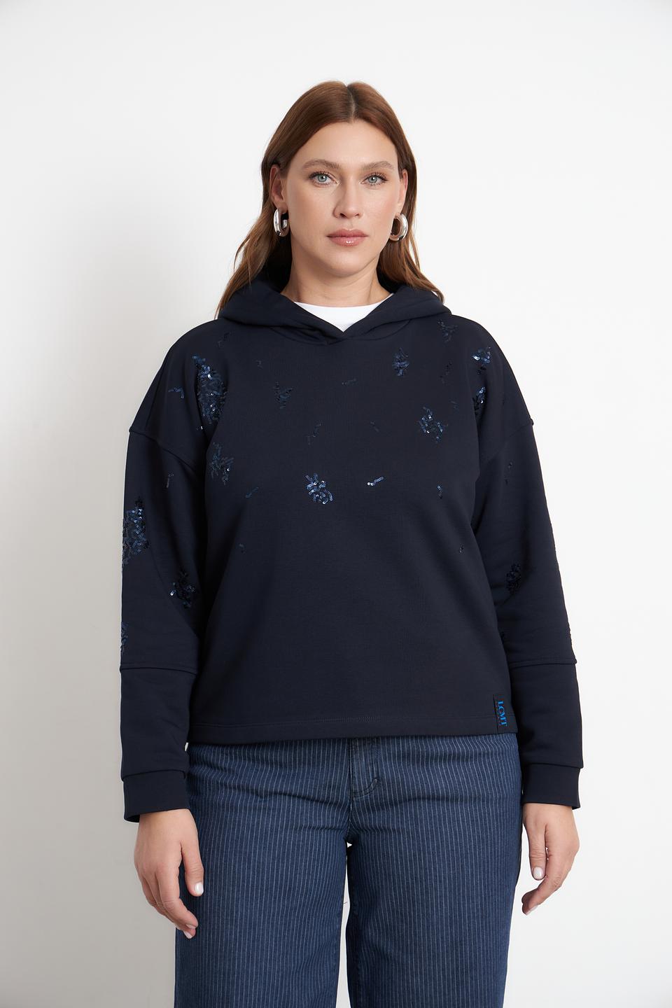 Пуловер Lecomte с пайетками тёмно-синий