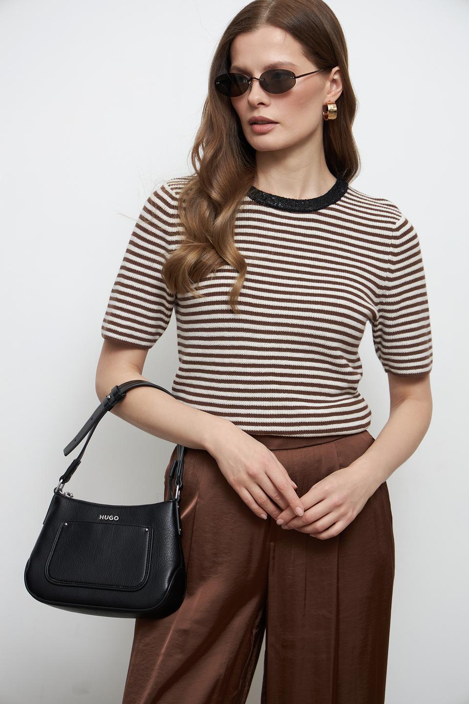 Пуловер Oui в полоску