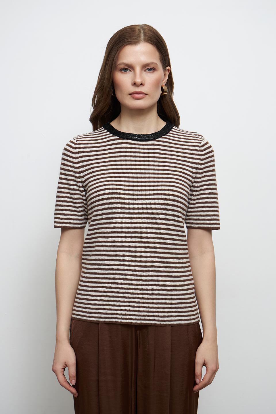 Пуловер Oui в полоску