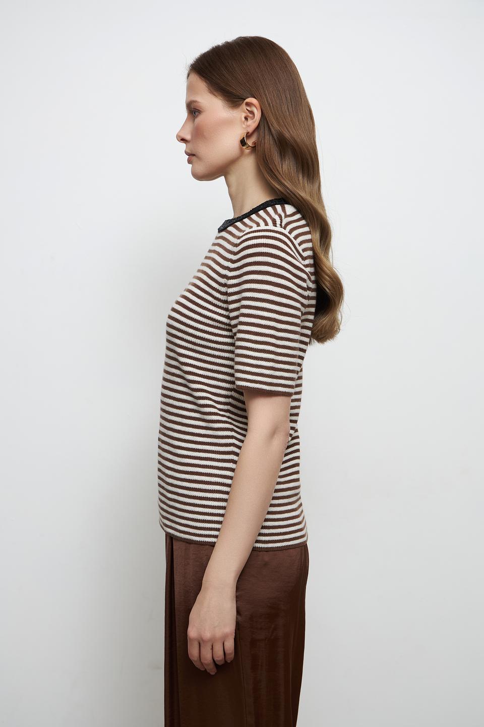 Пуловер Oui в полоску