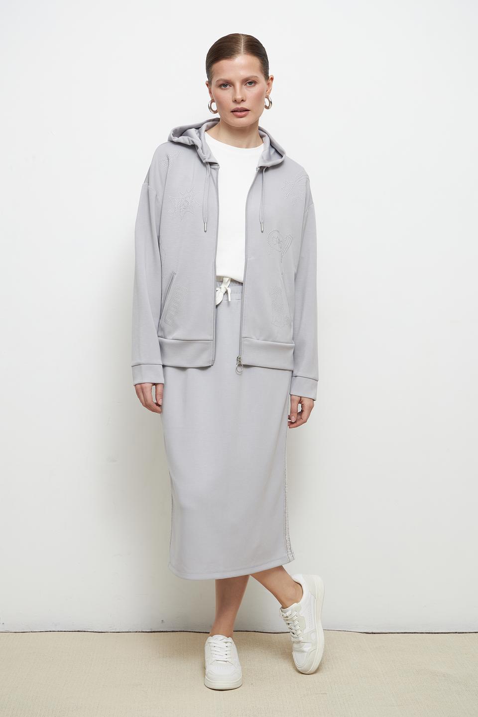 Жакет Lebek с кристаллами серый