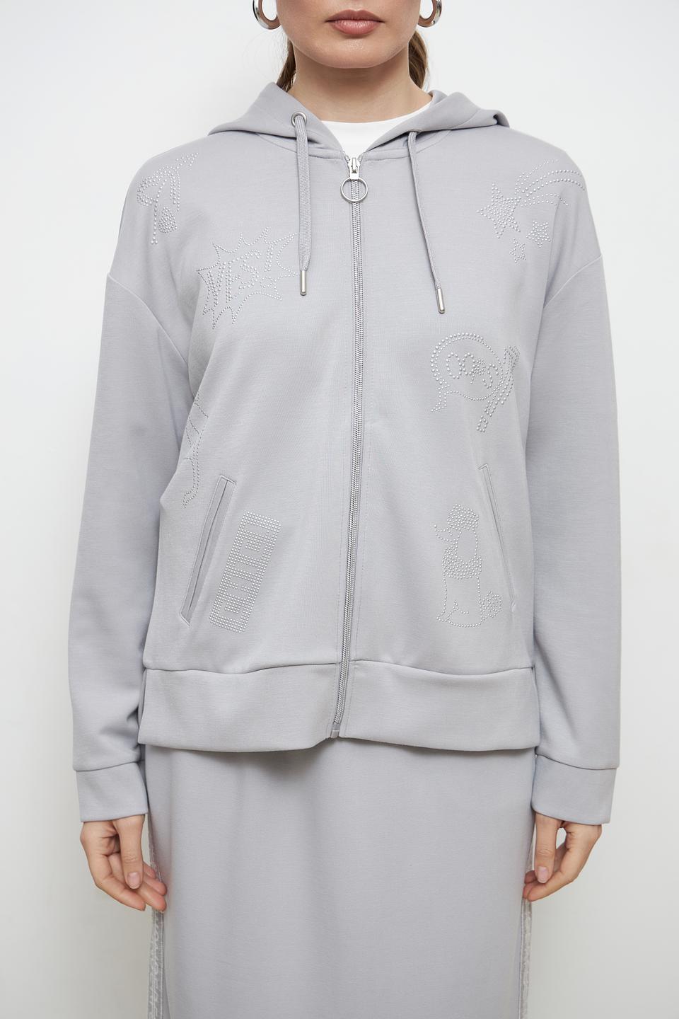 Жакет Lebek с кристаллами серый