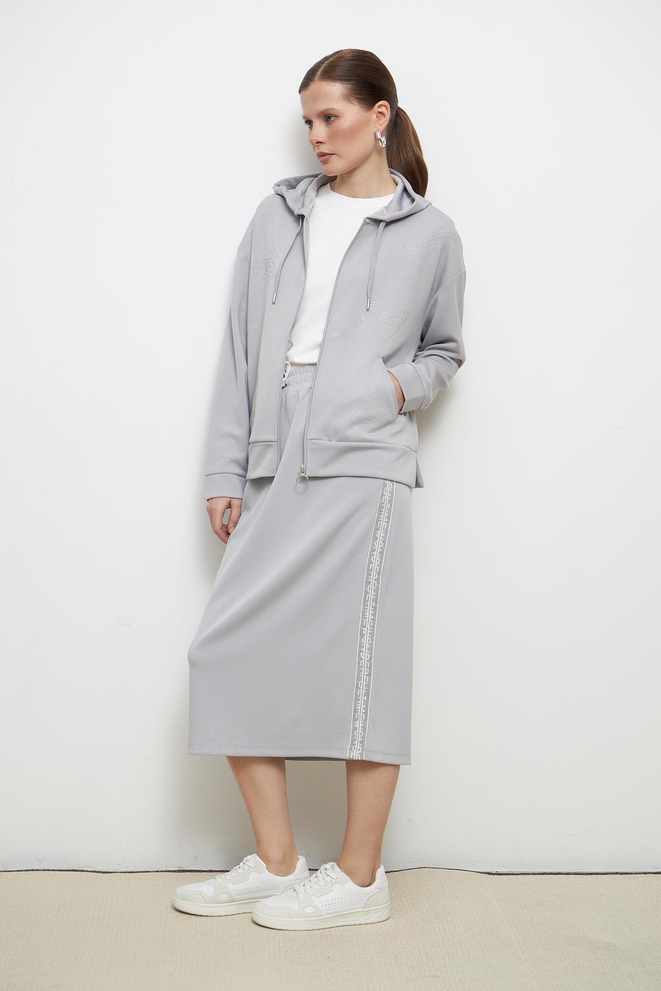 Юбка Lebek миди серая с полоской