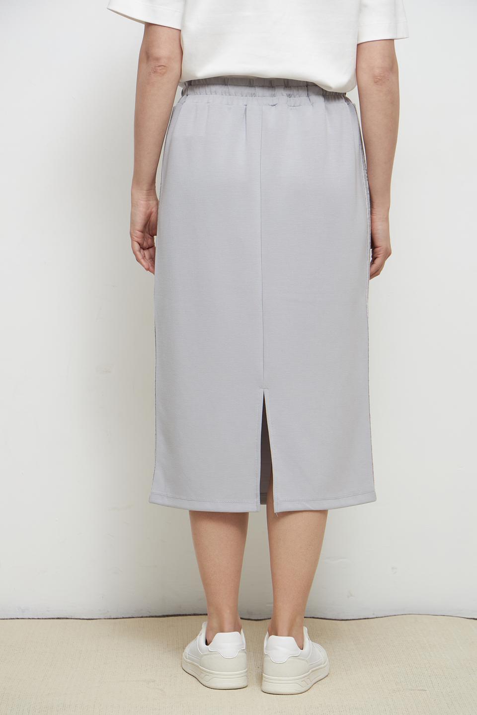 Юбка Lebek миди серая с полоской