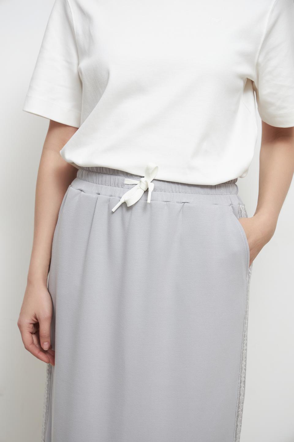 Юбка Lebek миди серая с полоской