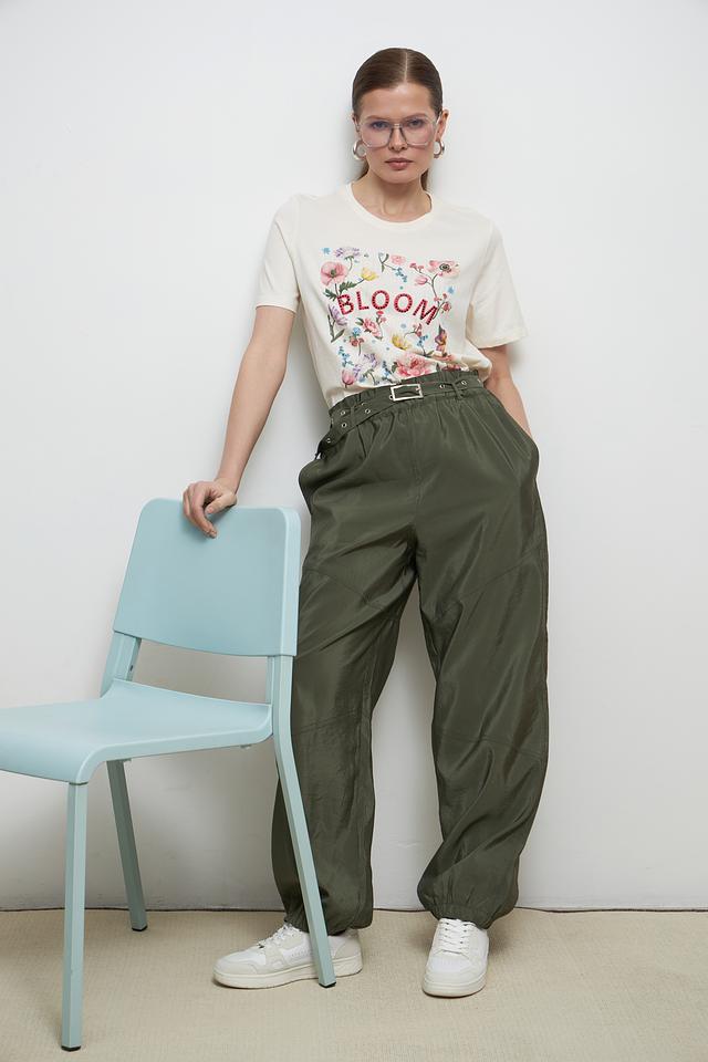 Брюки клёш Oui хаки