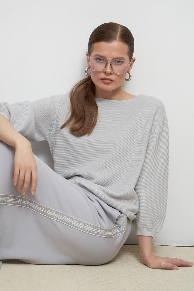 Пуловер Pezzo в полоску серый