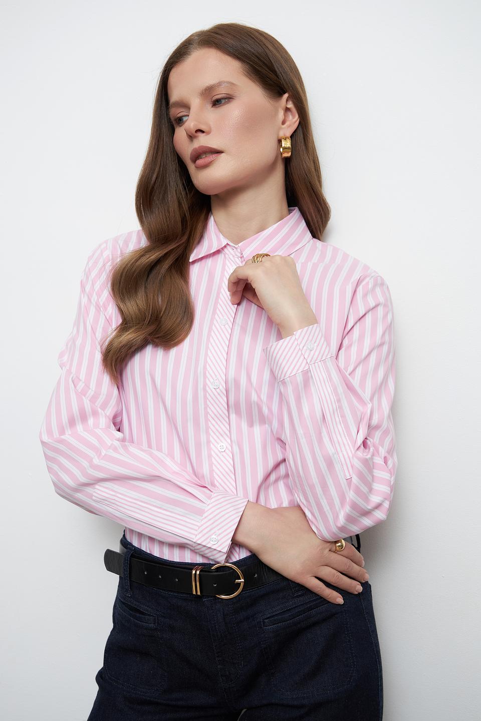 Блуза MORE and MORE в розовую полоску