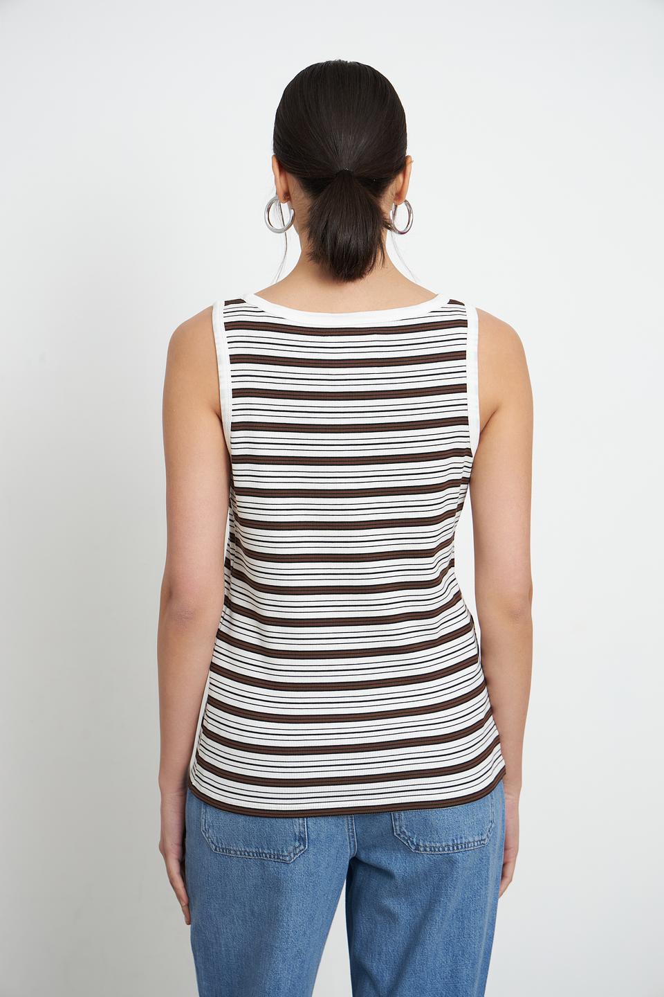 Топ Oui в полоску коричневый