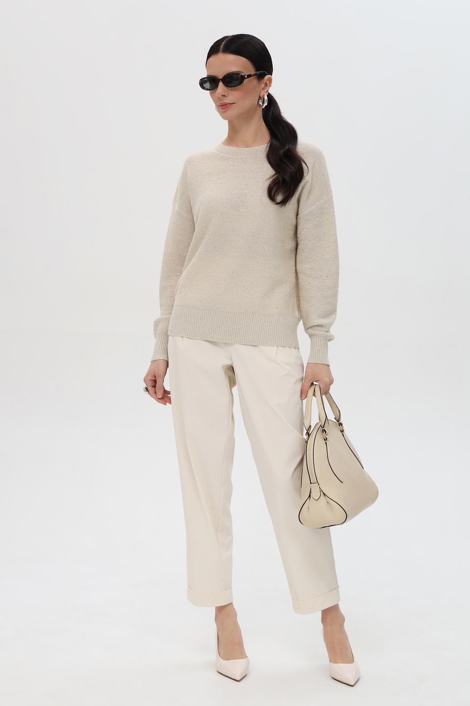 Пуловер Pezzo с пайетками бежевый